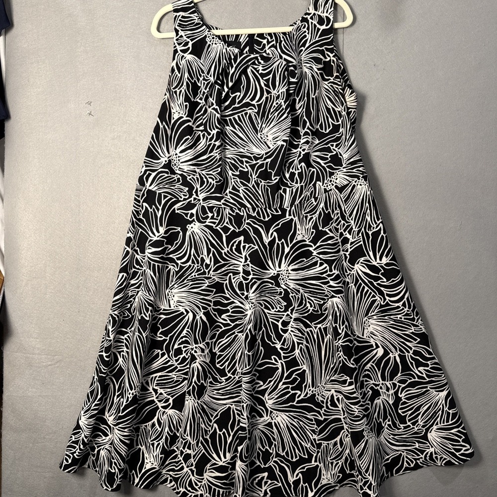 Alyx Black Dress with White Floral Outline 18W